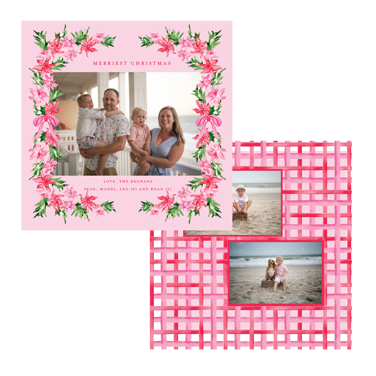 Pink Poinsettia Holiday Card