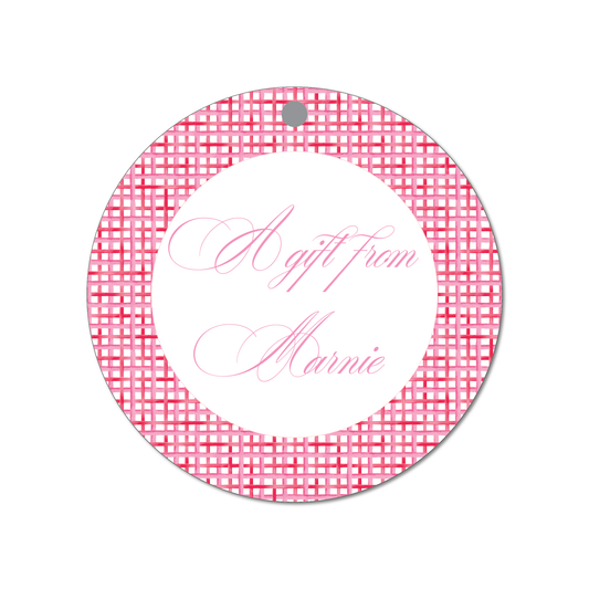 Pink Gingham Gift Tag
