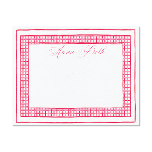 Pink Gingham Notecard Set