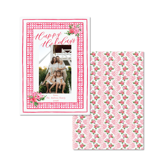 Pink Poinsettia Holiday Card