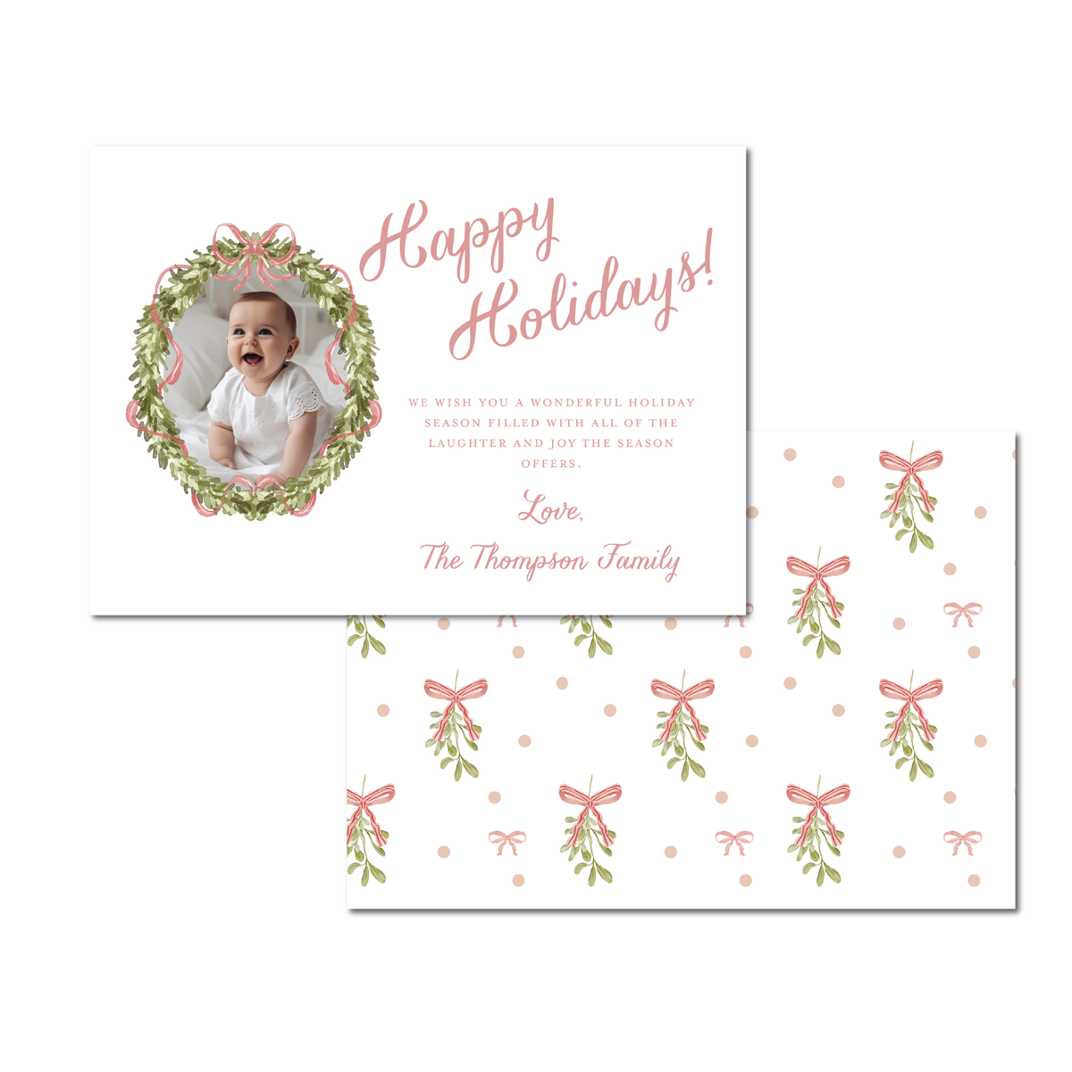 Ribbon Wreath Holiday Card
